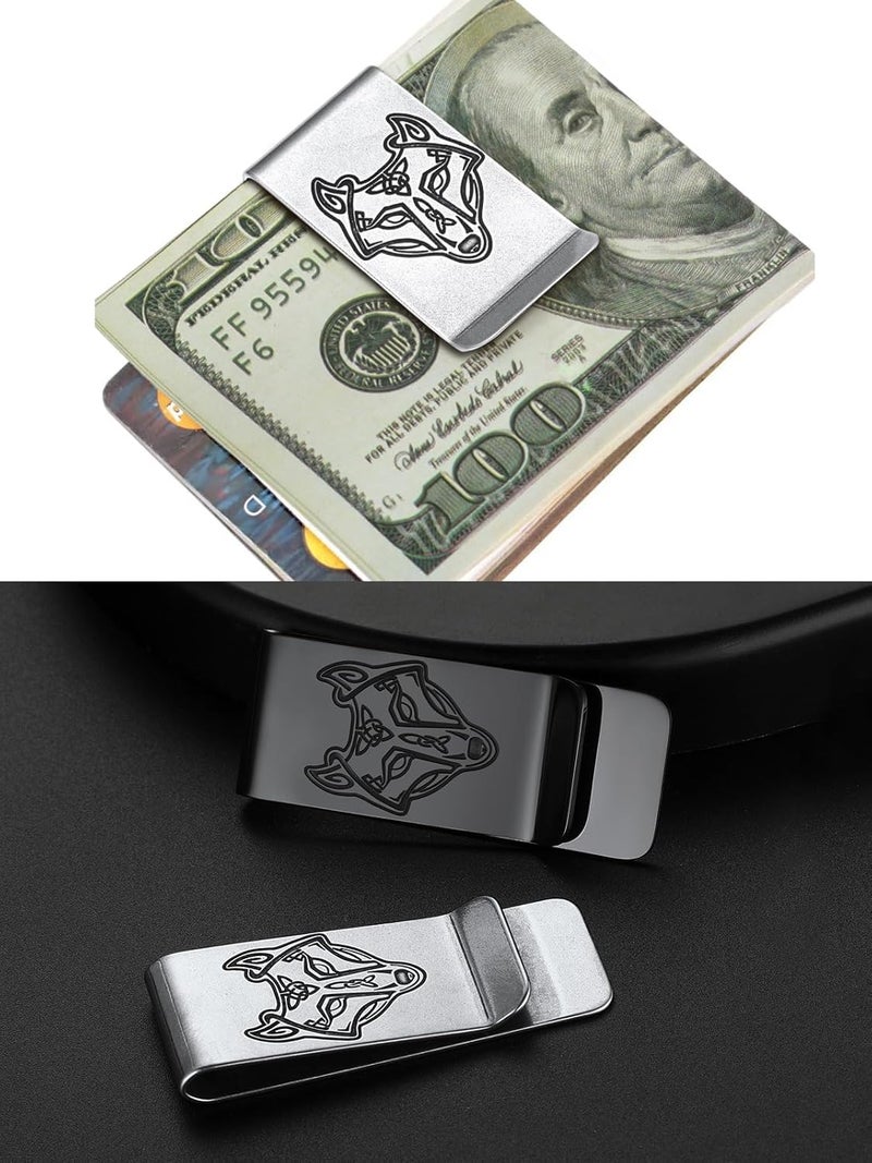 ChainsHouse Stainless Steel Money Clip Slim Wallet Credit Business Card Holder for Men, Wallet Charms Gift for Father Dad Husband - Image 3